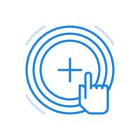 Add item line icon. Electronic ordering service finger presses on cross in circle. vector