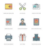 Flat line simple icons set. Thin linear stroke Essentials objects symbols. vector