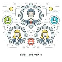 Flat line Team Building and Management. illustration. Modern thin linear stroke icons. vector