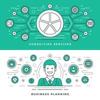 Flat line Business Planning and Consulting. illustration. vector