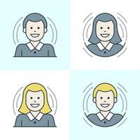 Flat line icons set. Thin linear stroke icons People Characters Woman and Man, Business Team concept. vector