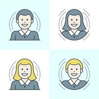 Flat line icons set. Thin linear stroke icons People Characters Woman and Man, Business Team concept. vector