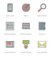 Flat line simple icons set. Thin linear stroke icons Essentials objects concept. vector