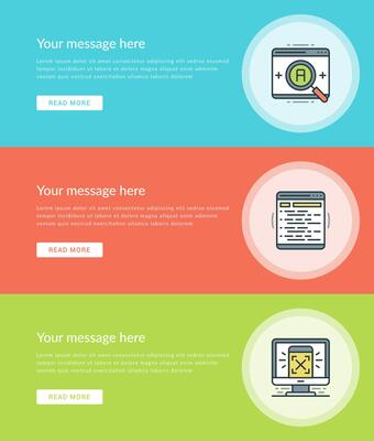 Flat line Business Concept Web Site Banners Set