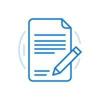 Signing statement line icon. Sheet of paper with terms deal and pencil. vector