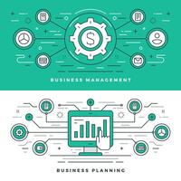 Flat line Business Management and Planning Concept illustration. vector