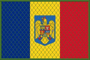 illustration of the flag of Romania under the lattice. The concept of isolationism. No war. vector