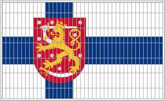 illustration of the flag of Finland under the lattice. The concept of isolationism. No war. vector