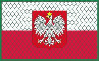 illustration of Poland flag under lattice. The concept of isolationism. No war. vector