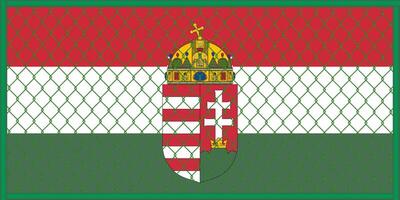 illustration of the flag of Hungary under the lattice. The concept of isolationism. No war. vector