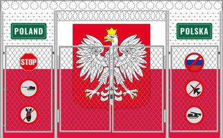 illustration of Poland flag under lattice. The concept of isolationism. No war. vector