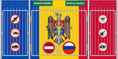 ilustración de el bandera de Moldavia debajo el enrejado. el concepto de aislacionismo. No guerra. vector