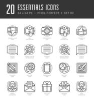 Flat line icons set. Trendy Modern thin linear stroke Essentials Objects concept vector