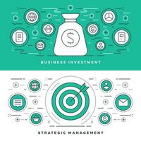 Flat line Strategic Management and Investment. illustration. vector