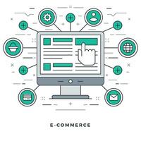 Flat line Online Shopping and E-Commerce. illustration. vector