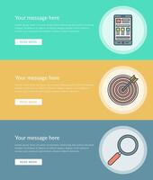 Flat line Business Concept Web Site Banners Set illustration. vector