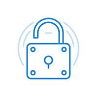 Open padlock line icon. Poor protection and easy system hacking simple security system. vector
