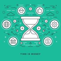 Flat line Time is Money Business. illustration. vector