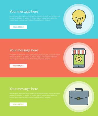 Flat line Business Concept Web Site Banners Set illustration.