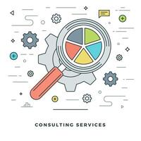 Flat line Consulting Services Concept illustration. Modern thin linear stroke icons. vector