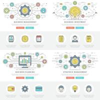 Flat line Business Concepts Set illustrations. vector