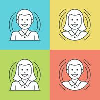 Flat line icons set. Thin linear stroke People Characters Woman and Man, Business Team symbols. vector