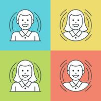 Flat line icons set. Thin linear stroke People Characters Woman and Man, Business Team symbols. vector