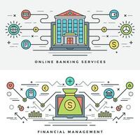 Flat line Banking and Financial Management Concept illustration vector