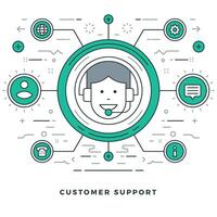 Flat line Personal Manager and Customer Support. illustration. vector