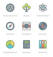 Flat line simple icons set. Thin linear stroke Essentials objects symbols. vector