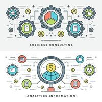 Flat line Business Consulting and Analytics. illustration. vector