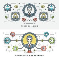 Flat line Team Building and Management. illustration. vector