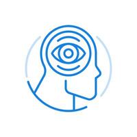 Creative thinking line icon. Progressive inspiration and imagination human head with eye. vector