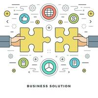 Flat line Business Solution Concept illustration. vector