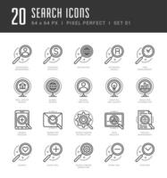 Flat line icons set. Trendy Modern thin linear stroke Search Engine concept vector