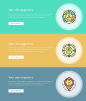 Flat line Business Concept Web Site Banners Set vector