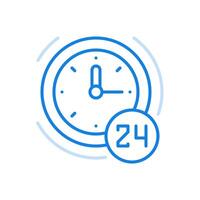 24 hour work schedule vecto line icon. Constant support for customers and subscribers. vector