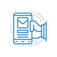 New mobile message line icon. Correspondence social networks and notifications from government agencies. vector