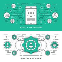 Flat line Social Media and Mobile Messaging. illustration. vector