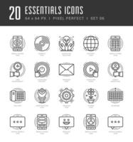 Line icons set. Trendy Modern Flat thin linear stroke Essentials Objects concept vector