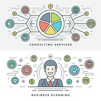 Flat line Business Planning and Consulting. illustration. vector