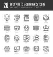 Flat line icons set. Trendy Modern thin linear stroke Shopping and E-Commerce concept vector