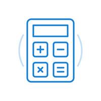 calculadora línea icono. electrónico informática dispositivo para educativo y financiero departamentos vector