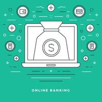 Flat line Banking and Financial Management Concept illustration. vector