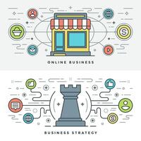 Flat line Online Business and Strategy. illustration. vector