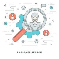 Flat line Business Team Employee Search. illustration. Modern thin linear stroke icons. vector