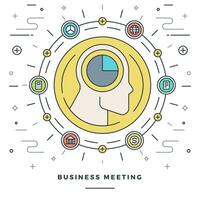 Flat line Business Meeting and Analysis Concept illustration. vector