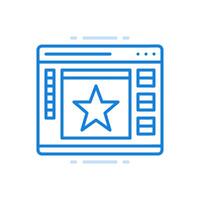 en línea sitio web clasificación línea icono. cualitativo evaluación de servicios previsto por clientela. vector