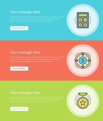 Flat line Business Concept Web Site Banners Set