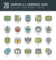 Flat line icons set. Trendy Modern thin linear stroke Shopping and E-Commerce concept vector